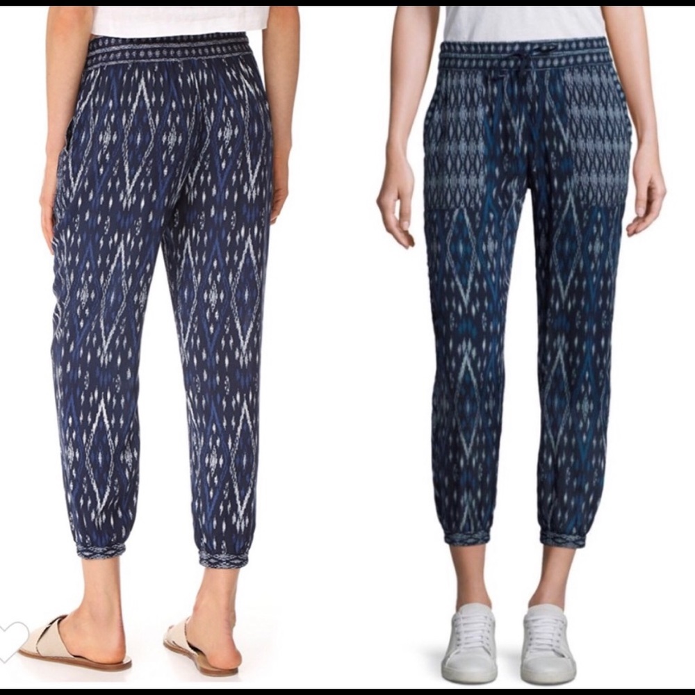 Soft Joie Blue Ikat Drawstring Pants